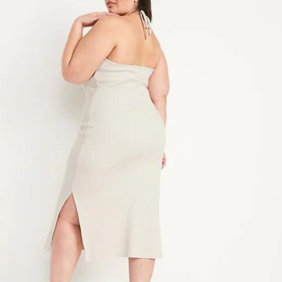 Old Navy Fitted Sleeveless Halter Rib-Knit Midi Dress for Women New - Picture 2 of 7
